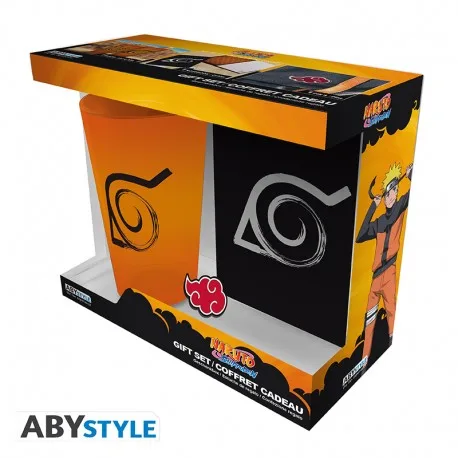 NARUTO SHIPPUDEN - Pck Verre XXL + Pin's + Carnet "Konoha"