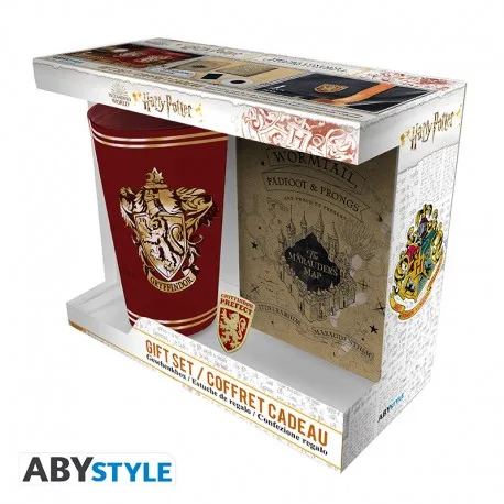 HARRY POTTER - Pck Verre XXL + Pin's + Carnet "Gryffondor"