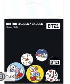 MUSIQUE - Pack de 6 Badges Mix BT21 À Collectionner !