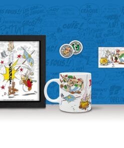 ASTERIX MUG + MAGNET + CADRE KRAFT + BADGES