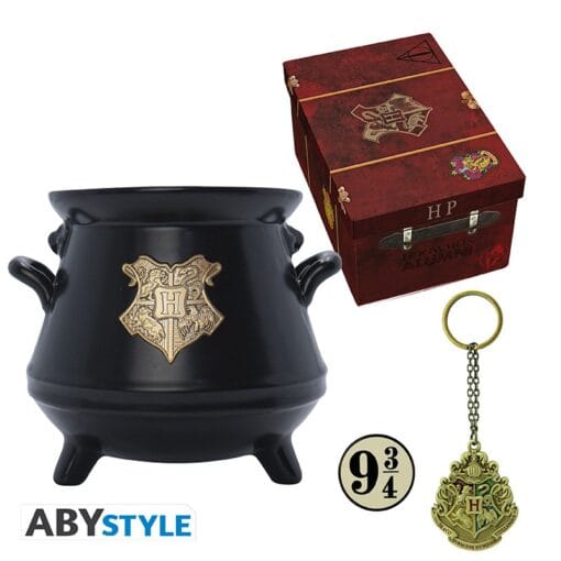 HARRY POTTER Coffret cadeau premium Mug 3D + Porte-clés3D + Pin's