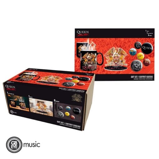 QUEEN Coffret Cadeau Mug thermo-réactif + Acryl® + Pack de badges Mix